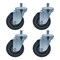 Bk Resources 4-inch Threaded Stem Casters, Gray Rubber Wheels, Top Lock Brake, 300lb Capacity, 4PK 4SBR-5ST-GR-PS4 - alternate 2